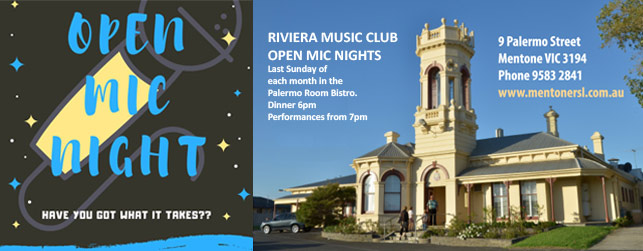 Mentone RSL Riviera Music Club Open Mic Night