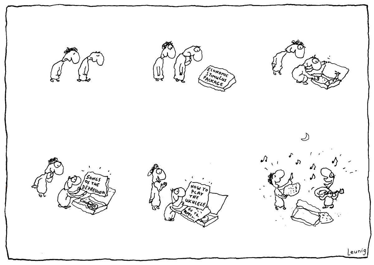 Michael Leunig Appreciation Society Cartoon on the Ukulele