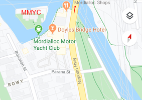 Map showing Mordialloc Motor Yacht Club