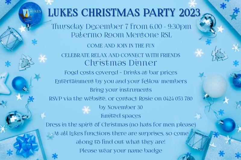 LUKES CHRISTMAS DINNER FUNCTION