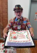 Michael Bell shows off our Christmas Cake